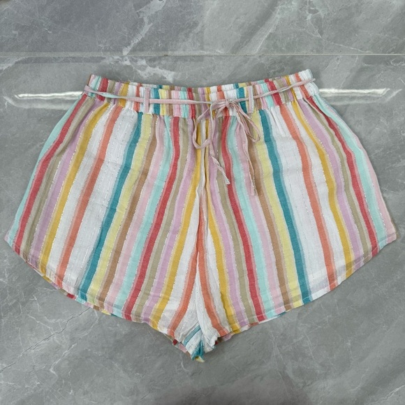 Women’s TOBI I Want It Crop Top Bandeau And Shorts Rainbow Stripe Two Piece Set - Picture 5 of 16